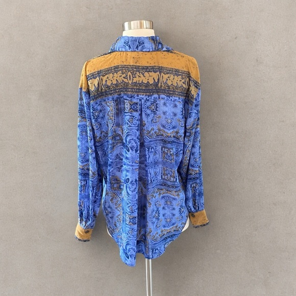 Coastal Semi Sheer Printed Long Sleeve Button Down Blouse - Picture 9 of 12